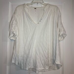 Free People Women’s White V Neck Blouse